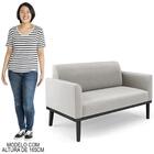 Sofá Namoradeira Base Madeira Preto Maressa Veludo Cinza - Ib