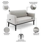 Sofá Namoradeira Base Madeira Preto Maressa Veludo Cinza - Ib