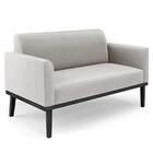 Sofá Namoradeira Base Madeira Preto Maressa Veludo Cinza - Ib