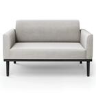 Sofá Namoradeira Base Madeira Preto Maressa Veludo Cinza - Ib