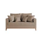 Sofá Namoradeira Beny Base Em Madeira Maciça Suede Bege - Cor