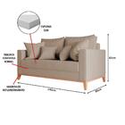 Sofá Namoradeira Beny Base Em Madeira Maciça Suede Bege - Cor