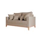 Sofá Namoradeira Beny Base Em Madeira Maciça Suede Bege - Cor