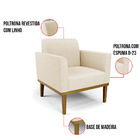 Sofá Namoradeira Com 2 Poltronas Base De Madeira Fixa Castanh