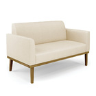 Sofá Namoradeira Com 2 Poltronas Base De Madeira Fixa Castanh