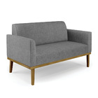 Sofá Namoradeira Com 2 Poltronas Base De Madeira Fixa Castanh