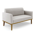 Sofá Namoradeira Com 2 Poltronas Base De Madeira Fixa Castanh