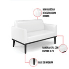 Sofá Namoradeira Com 2 Poltronas Base De Madeira Fixa Preto M