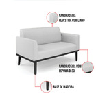 Sofá Namoradeira Com 2 Poltronas Base De Madeira Fixa Preto M