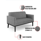 Sofá Namoradeira Com 2 Poltronas Base De Madeira Fixa Preto M