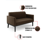 Sofá Namoradeira Com 2 Poltronas Base De Madeira Fixa Preto M