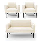 Sofá Namoradeira Com 2 Poltronas Base De Madeira Fixa Preto M