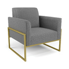 Sofá Namoradeira Com 2 Poltronas Base Industrial Alta Dourado