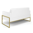 Sofá Namoradeira Com 2 Poltronas Base Industrial Alta Dourado