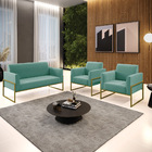 Sofá Namoradeira Com 2 Poltronas Base Industrial Alta Dourado