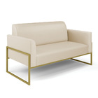 Sofá Namoradeira Com 2 Poltronas Base Industrial Alta Dourado