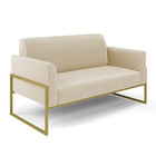 Sofá Namoradeira Com 2 Poltronas Base Industrial Alta Dourado