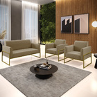 Sofá Namoradeira Com 2 Poltronas Base Industrial Alta Dourado