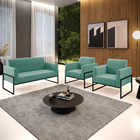 Sofá Namoradeira Com 2 Poltronas Base Industrial Alta Preto M