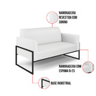 Sofá Namoradeira Com 2 Poltronas Base Industrial Alta Preto M