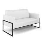 Sofá Namoradeira Com 2 Poltronas Base Industrial Alta Preto M