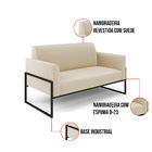 Sofá Namoradeira Com 2 Poltronas Base Industrial Alta Preto M