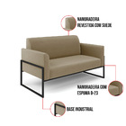 Sofá Namoradeira Com 2 Poltronas Base Industrial Alta Preto M