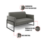 Sofá Namoradeira Com 2 Poltronas Base Industrial Alta Preto M