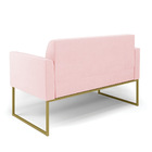 Sofá Namoradeira Com 2 Poltronas Base Industrial Dourado Mari