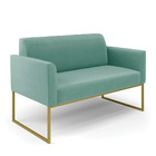 Sofá Namoradeira Com 2 Poltronas Base Industrial Dourado Mari