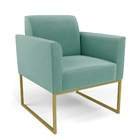 Sofá Namoradeira Com 2 Poltronas Base Industrial Dourado Mari