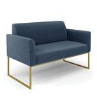 Sofá Namoradeira Com 2 Poltronas Base Industrial Dourado Mari