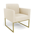 Sofá Namoradeira Com 2 Poltronas Base Industrial Dourado Mari