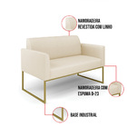 Sofá Namoradeira Com 2 Poltronas Base Industrial Dourado Mari