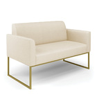 Sofá Namoradeira Com 2 Poltronas Base Industrial Dourado Mari
