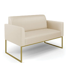 Sofá Namoradeira Com 2 Poltronas Base Industrial Dourado Mari