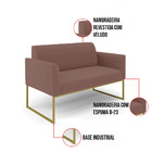 Sofá Namoradeira Com 2 Poltronas Base Industrial Dourado Mari