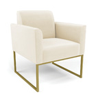 Sofá Namoradeira Com 2 Poltronas Base Industrial Dourado Mari