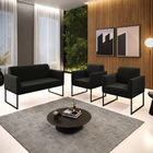 Sofá Namoradeira Com 2 Poltronas Base Industrial Preto Marisa