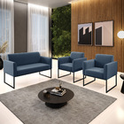 Sofá Namoradeira Com 2 Poltronas Base Industrial Preto Marisa