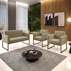 Sofá Namoradeira Com 2 Poltronas Base Industrial Preto Marisa