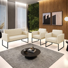 Sofá Namoradeira Com 2 Poltronas Base Industrial Preto Marisa