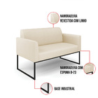 Sofá Namoradeira Com 2 Poltronas Base Industrial Preto Marisa