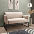 Sofá Namoradeira Com 2 Poltronas Base Industrial Preto Marisa