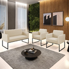 Sofá Namoradeira Com 2 Poltronas Base Industrial Preto Marisa