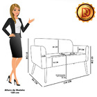 Sofá Namoradeira Com 2 Poltronas Pés Palito Castanho Marisa C