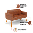 Sofá Namoradeira Com 2 Poltronas Pés Palito Castanho Marisa C