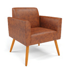 Sofá Namoradeira Com 2 Poltronas Pés Palito Castanho Marisa C