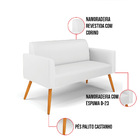 Sofá Namoradeira Com 2 Poltronas Pés Palito Castanho Marisa C