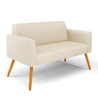 Sofá Namoradeira Com 2 Poltronas Pés Palito Castanho Marisa L